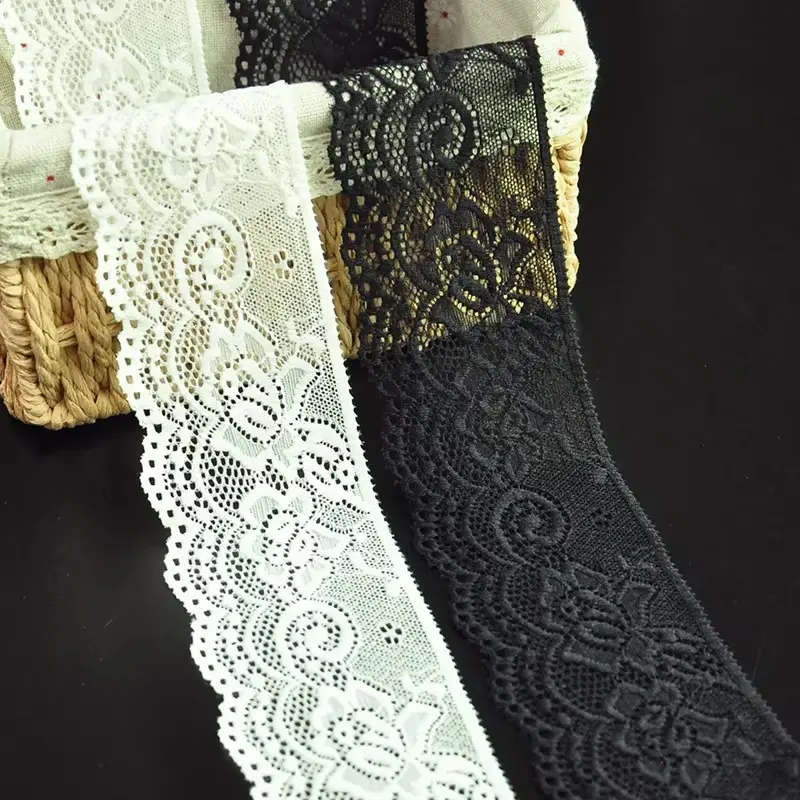 French Smooth Floral Lace Trim, Elegant Cutout Patterns, Wave Shape Lace, 2.6 Inch Wide, Ideal for Weddings, Dresses, Home Decor, Floral Lace Decoration, Elegant Lace Design
