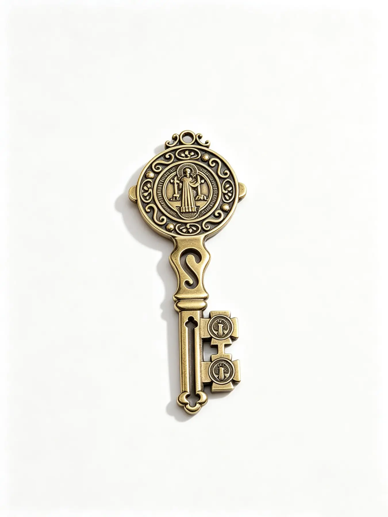 1pcs Alloy Saint Benedict Large Keychain Pendant, DIY Holiday Decoration Accessory, Unique Gift Idea, Perfect for Festive Season