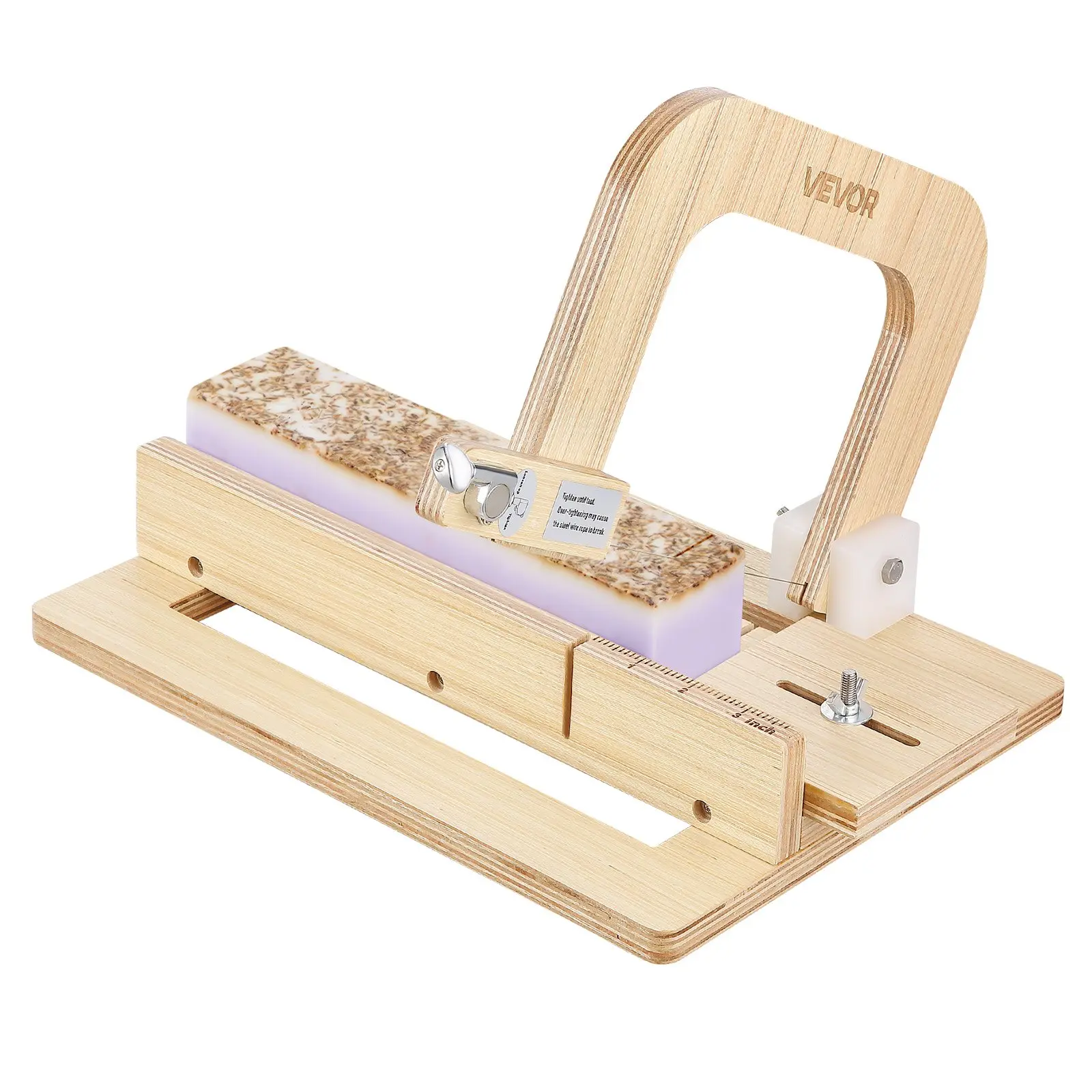 【Summerfinds】VEVOR High-Quality Feel Wood Base Soap Cutter, 0-2 in Adjustable Cut Thickness, Stainless Steel Wire Tension Control, Extra Wires, Easy Release Multi-Use Tool for Soap Craft, Ideal Birthday & Holiday Gift