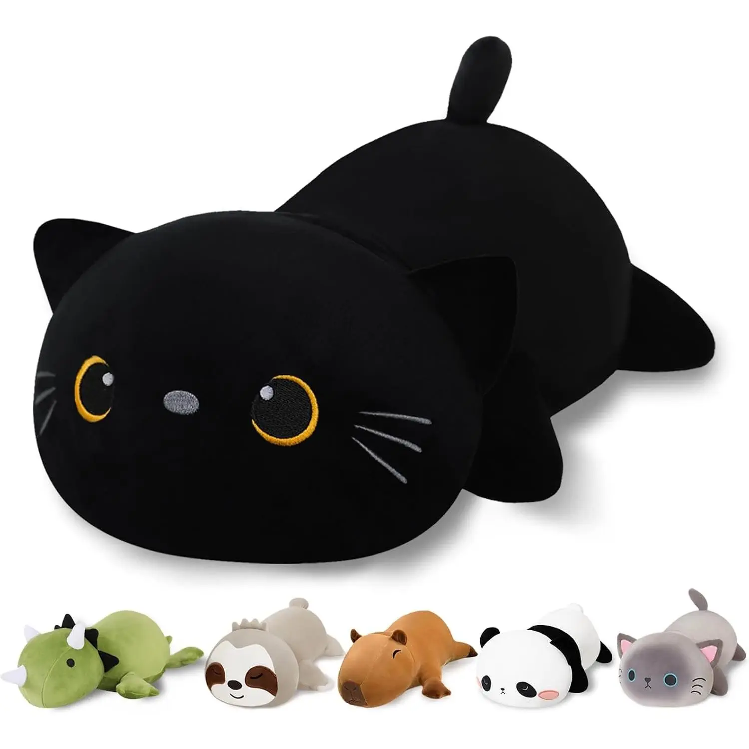 Weighted Black Cat Stuffed Animal Plush, Soft Comfort Weighted Plushie Pillow, Cute Black Cat Toy Gift for Kids & Adults (9.8", 0.8 lbs)Gift