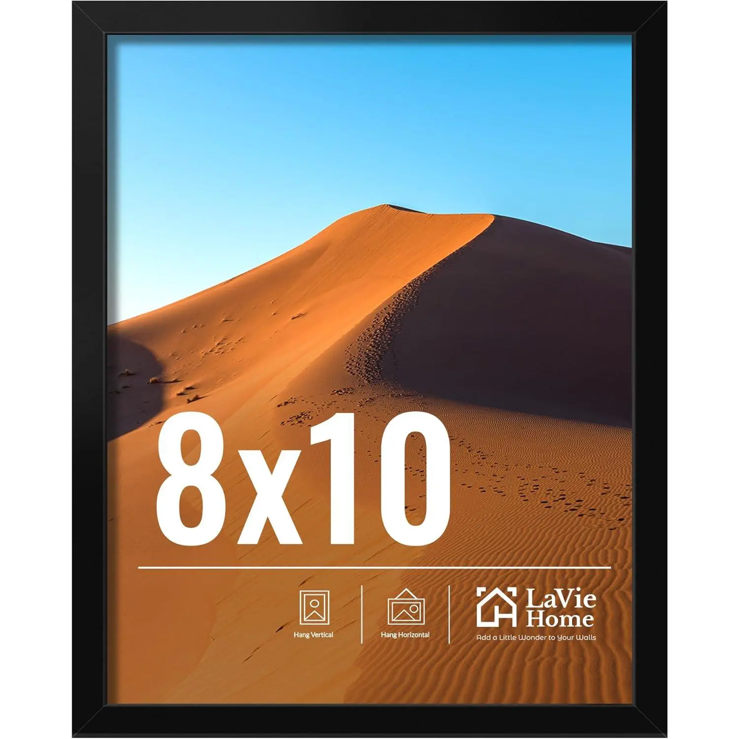 8x10 Picture Frame for Wall Display, 8x10 Black Picture Frame with HD Plexiglas, 8 x 10 Poster Frame 1 Pack, Display Frame for Vertical or Horizontal, Classic