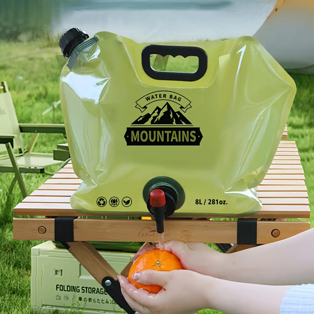 2/4Pcs Portable Outdoor Water Storage Bag with Tap, Foldable Large Capacity Water Container, Thick Soft Durable Water Carrier, Camping Hiking Travel Water Bag for Outdoor Activities