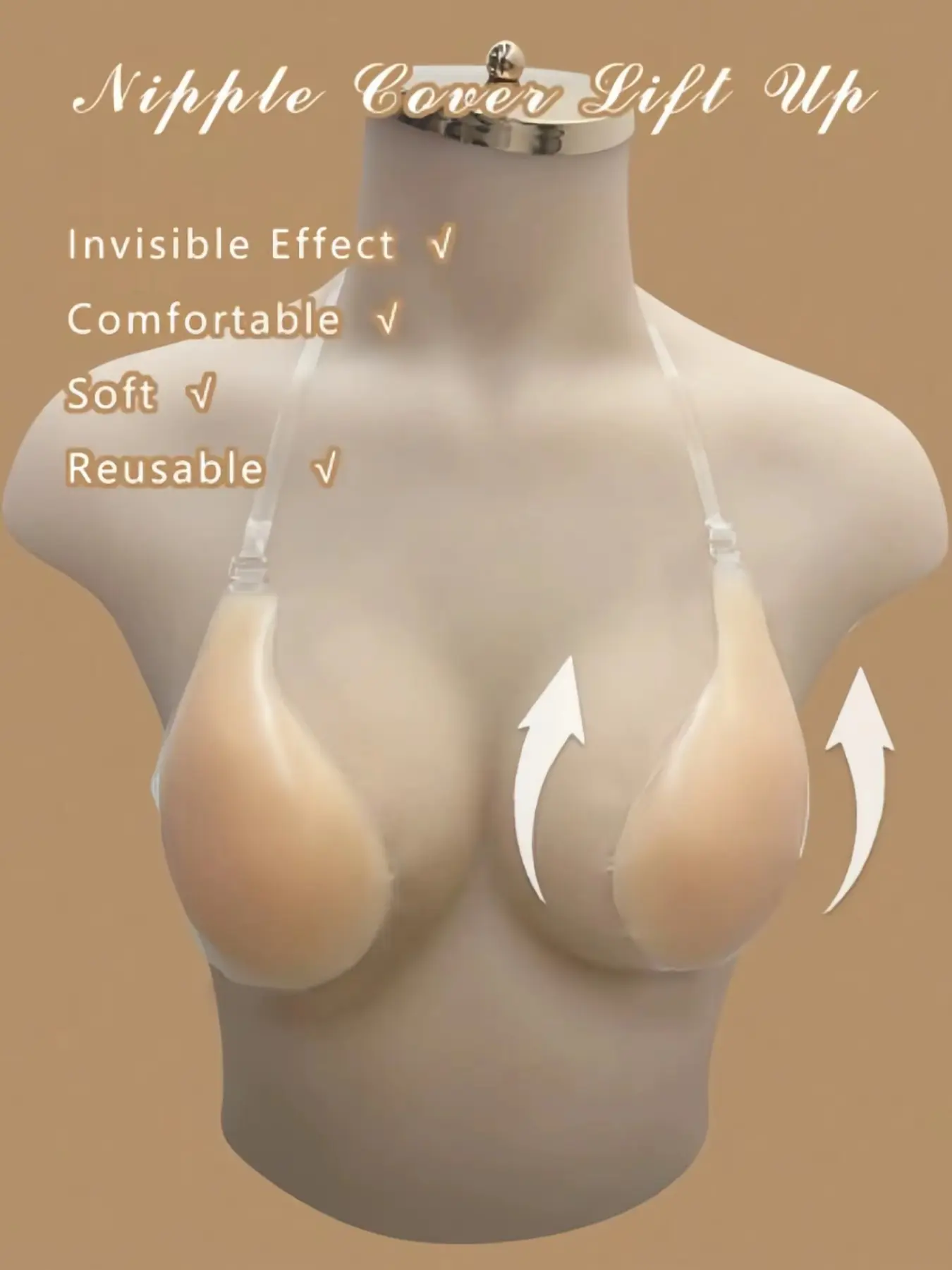 Invisible Thin Silicone Bra Pad with Shoulder Straps, Lifted Bra Padding, Seamless Gathered Anti-Strap Bra Pad, Invisible Breast Enhancer