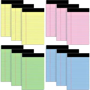 5x8 Small Notebooks - 12 Pack Narrow Ruled, Multicolor Perforated Note Pads with 50 Sheets Per Notepad, (No Ink Bleeding) Ideal Legal Pads for Writing, Note Taking, , Office, School