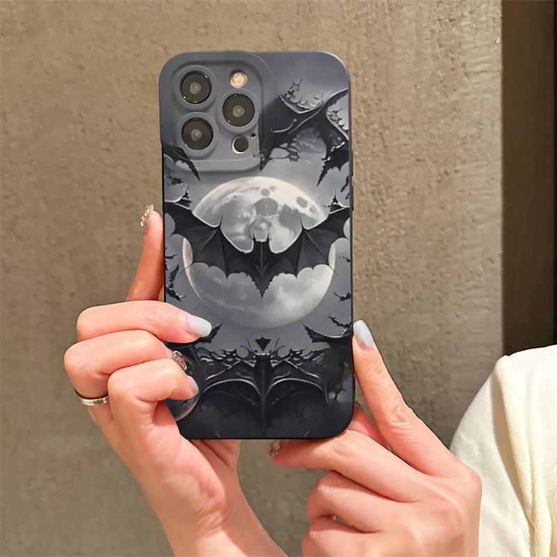 Creative Bat Pattern Phone Case, Full Body Shockproof Phone Protective Cover, Fashion Phone Accessories Compatible with iPhone 17 16 15 14 13 12 11 XS X series