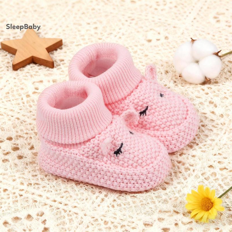 Knitted Baby Booties with Ears Soft Infant Boots Comfortable Winter Shoes for Boys and Girls
