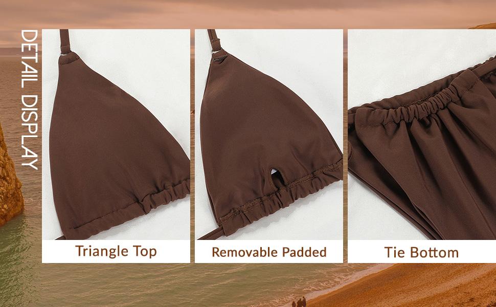 Women Halter String Bikini Set Sexy Thong Cheeky Two Piece Swimsuits Solid Color Bathing Swimwear