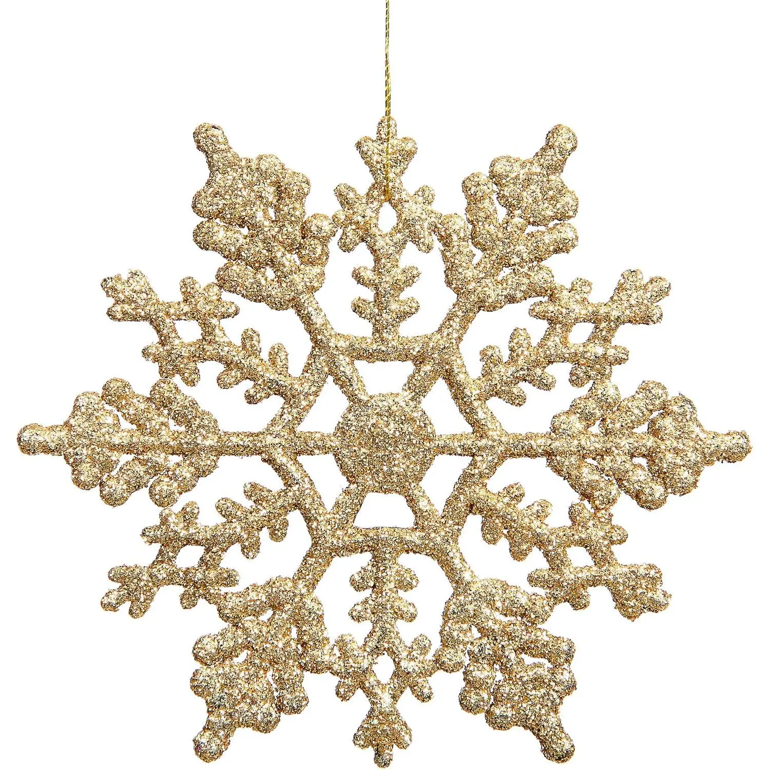 Vickerman 4"  Glitter Snowflake Ornament Set - Sparkly Shatterproof Snowflakes with Matching Glitter Accents and Nylon  String (24 Snowflakes per Box)
