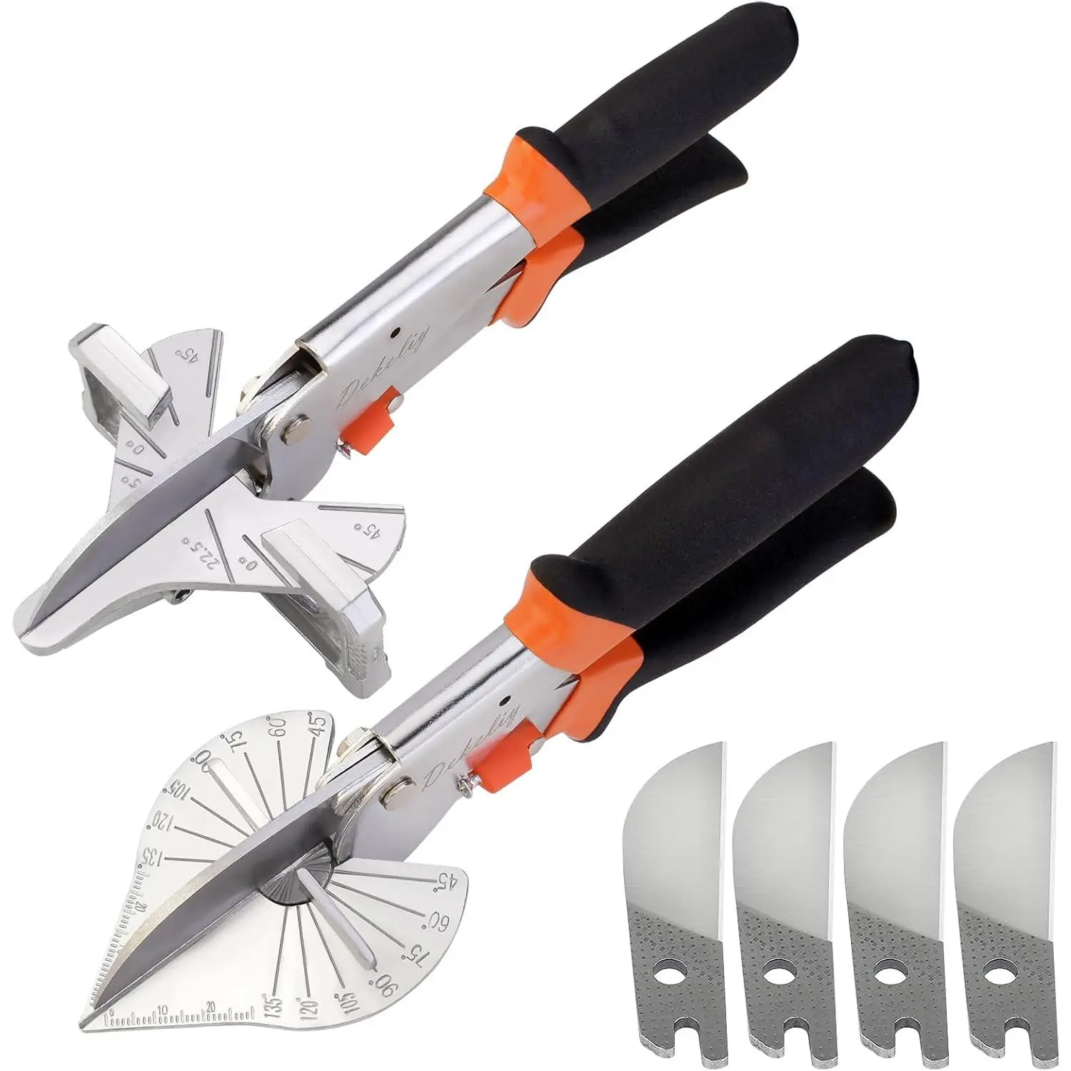 2-Pack Miter Shears, SK5 Steel Multifunctional Hand Cutting Tool with Angle Adjust Slider, 22.5-135 Degrees Angle Cutting for Moulding, Trimming Wood & Quarter Round, Ideal for DIY Users