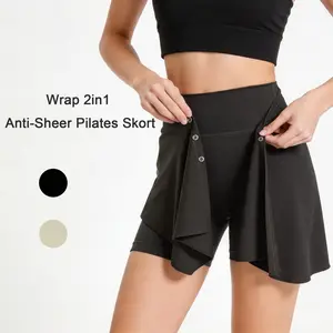 NELEUS Wrap 2-in-1 Anti-Sheer Pilates Skort, High Waist Workout Skirt with Built-in Shorts for Yoga Tennis Running summerwins