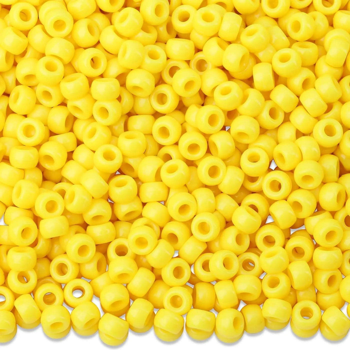 1000 count Yellow Pony Beads Crafts 6x9mm Bulk Plastic Beads Hair Braids Clay  Pony Kandi Bead for  Necklace  Making Bracelets(Yellow)