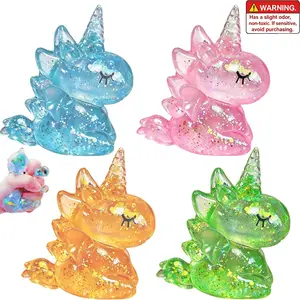Unicorn Squishy Squeeze Toys, Glitter Squishy Unicorns, Sugar Squishy Relief Fidget Toys, Slow Rising Squishy Toy for Adult, Stocking Stuffers, Party Favors, Birthday Gifts
