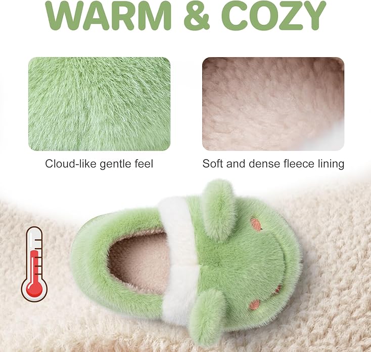 Drecage Toddler Kids Slippers Girls Boys House Shoes Winter Plush Warm Soft with Cute Cartoon Design Indoor Shoes for Boys and Girls