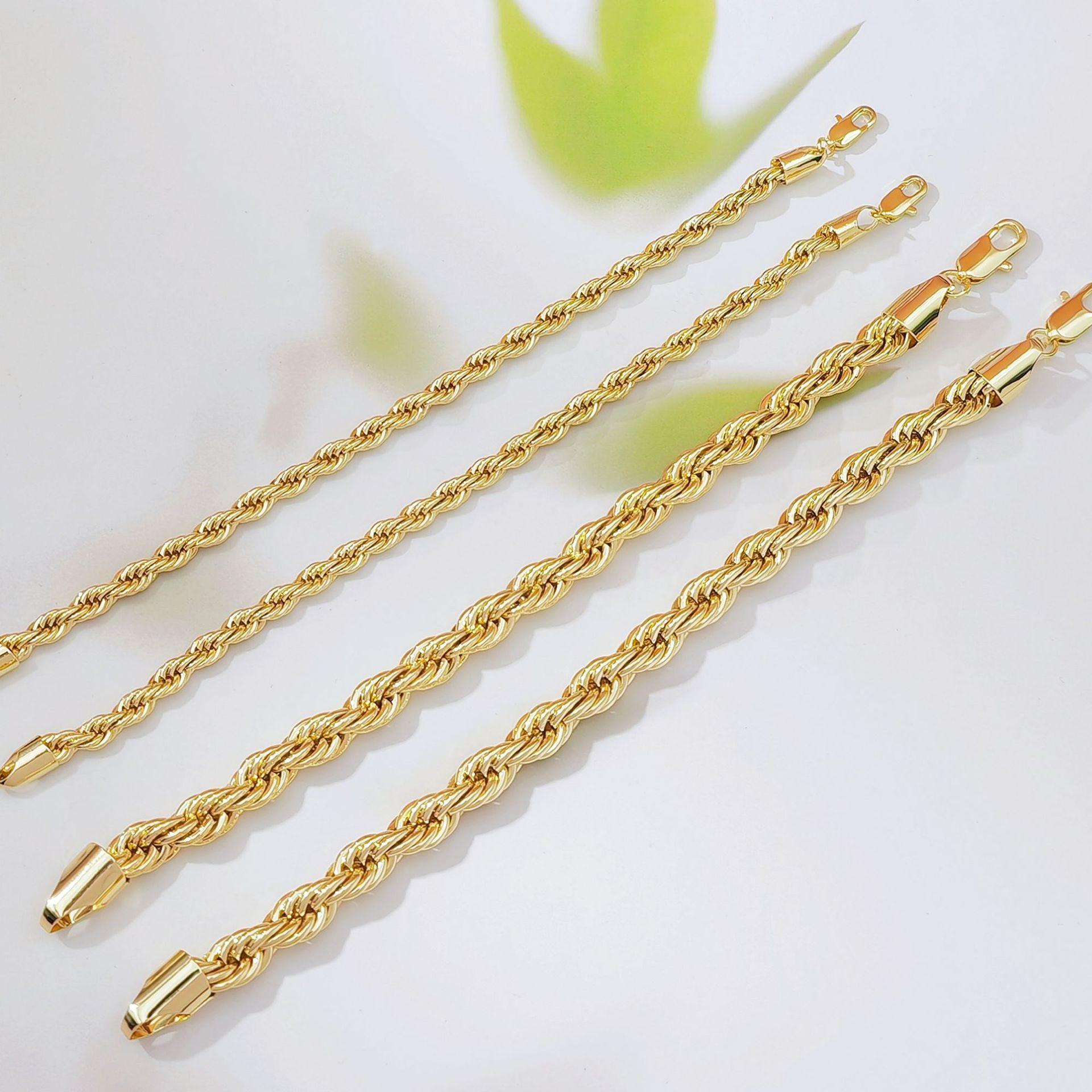 Gold Plated Twisted Rope Chain Bracelet for Women & Men, Punk Edgy Street Style Jewelry, Minimalist Bold Design with High-End Luxury Feel, Trendy Statement Bracelet for Daily Wear & Parties
