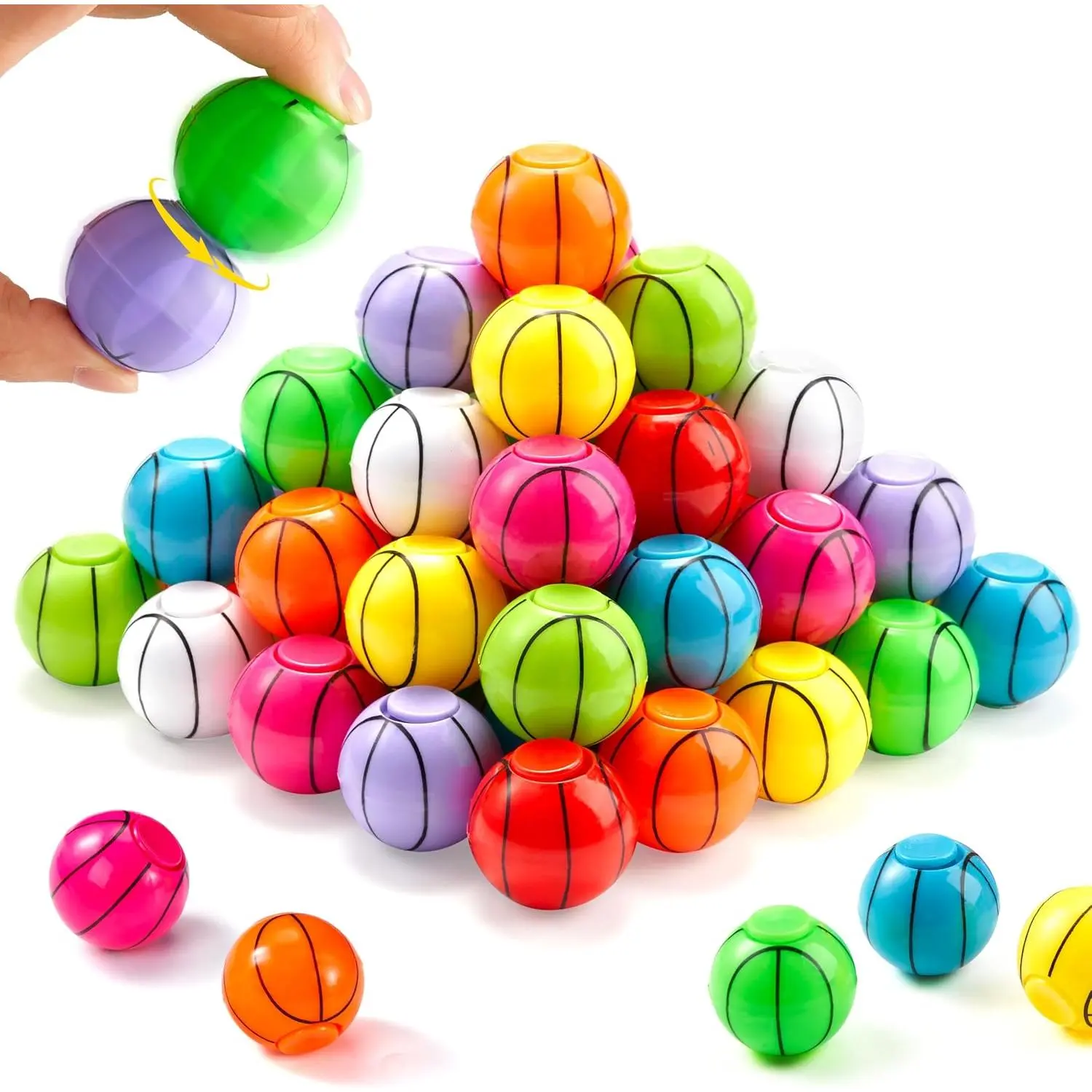 36 Pack Basketball Fidget Spinners for Kids - Goodie Bag Stuffers Birthday Party Favors, Bulk Fidget Toys Stress Balls, Treasure Box Classroom Prizes