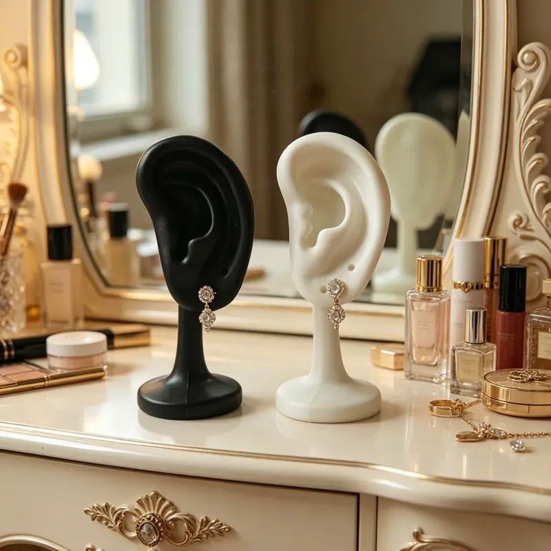 Bestselling simulated human ear model earring display stands, lifelike fake ear mannequin jewelry photography props, suitable for stud earrings and drop earrings, for counter display and shooting display in retail stores