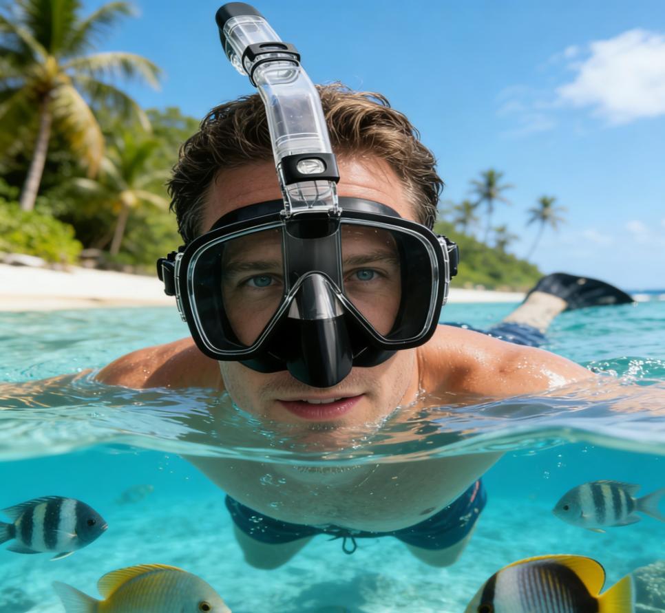 Waterproof and anti-fog diving  Small snorkeling  Adult children  dry diving  Snorkeling, stealth  wide view full face snorkel mask