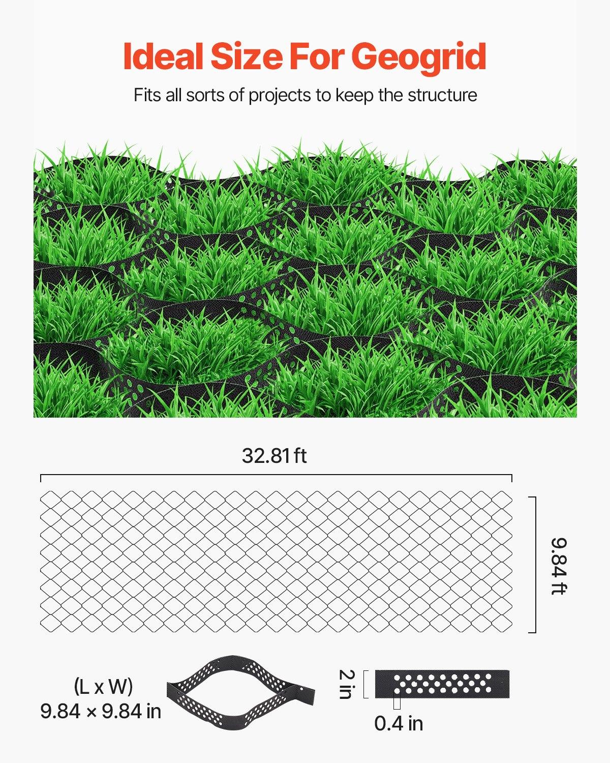 VEVOR Gravel Grid, 2 Inch Depth, 32.81 x 9.84 FT / 10000 x 3000 mm, 1880 LBS Per Sq ft Grass Ground Retainer, Permeable Geo Grids Driveway Stabilization, for Garden, Patio, Walkway, RV Parking Slopes VEVOR Gravel Grid, 2 Inch Depth, 32.81 x 9.84 FT / 10000 x 3000 mm, 1880 LBS Per Sq ft Grass Ground Retainer, Permeable Geo Grids Driveway Stabilization, for Garden, Patio, Walkway, RV Parking Slopes
