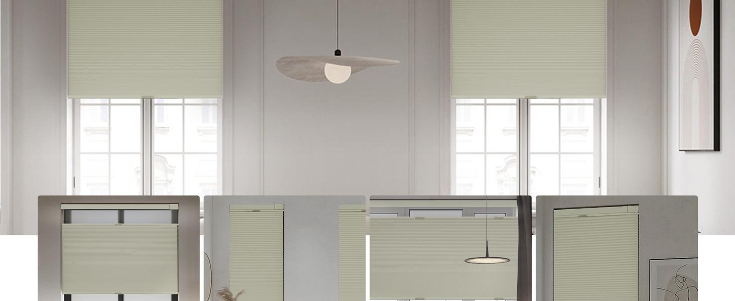 No Drill No Tools Cellular Shades Top Down Bottom Up Honeycomb Blinds Blackout Cordless Window Blinds Easy to Install Cellular Shade for Windows
