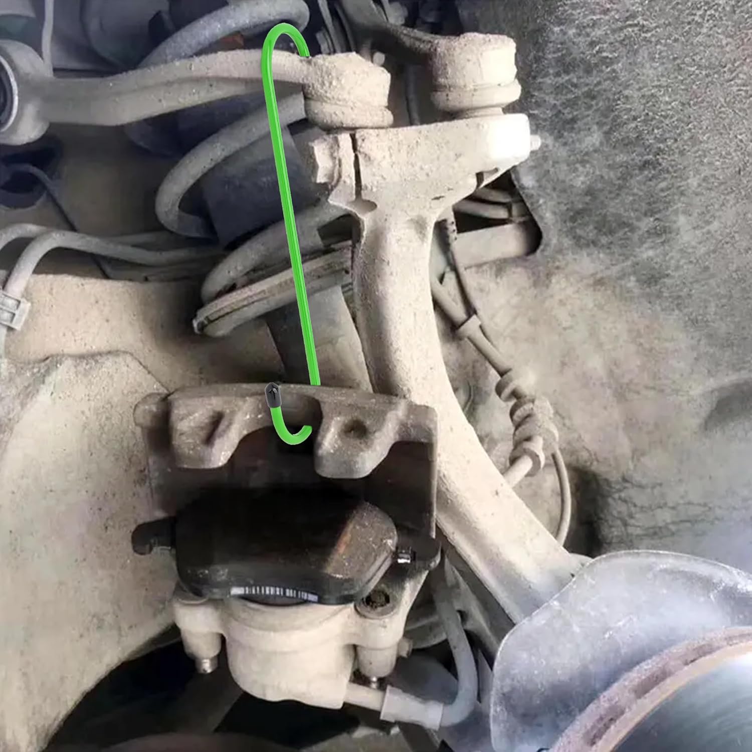 4 count  Caliper Hangers, Caliper Tool/ Caliper Compression Tool for Changing  Pads,Braking,Universal Automotive Tools  Caliper Hooks with Rubber Caps (4, Green)