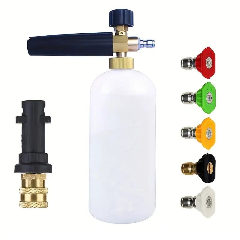 1 set of high-pressure car wash foam spray Cannon set Pressure Washer Gun Adapter Kit 1/4 Quick Connect Fitting, 5 Spray Nozzles & Snow Foam Lance Bottle, Foam Sprayer, Only Fits Karcher K2, For Car Washing & Auto Detailing