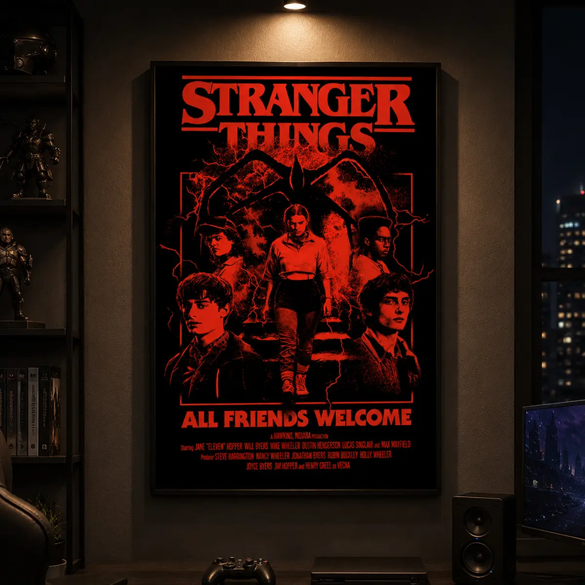 Stranger Things Season 5 All Friends Welcome Wall Poster Print, Home Wall Art, Room Decor, Dorm Room Decor for Fans, High-Quality Artwork, TV Show Wall Art, Retro Sci-Fi Decor, Bedroom Decor, Pop Culture Poster, Fan Gift