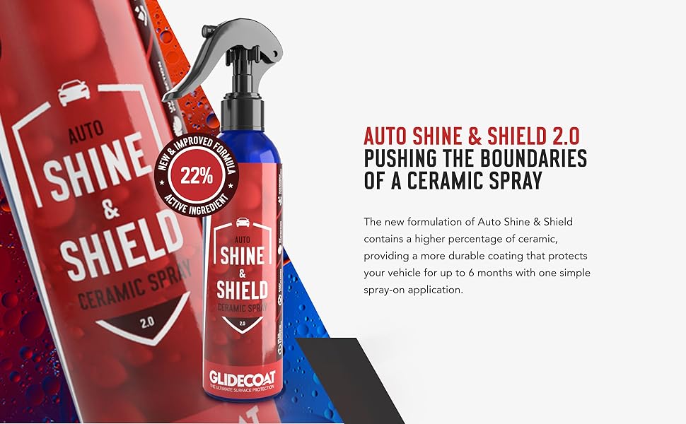 Glidecoat Auto Shine & Shield V2.0 (16oz) - Silica-Based Ceramic Coating | Better than Car Wax Polish | Car Spray Wax for Car Detailing | Exterior Care Products for Cars, RVs, Motorcycles & more| 16oz