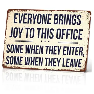 Everyone Brings Joy To This Office 12x8 Inch Aluminum Metal Sign - Funny Sarcastic Office Wall Decor for Workspace, Cubicle, Break Room - Retro Rustic Tin Sign Gift for Coworkers & Humor Lovers