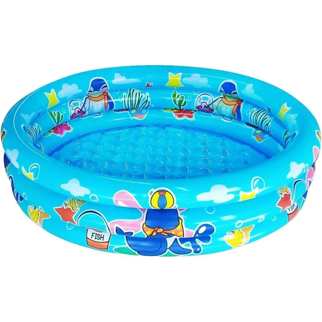 3-Ring Inflatable Kiddie Pool for Toddlers & Infants, 48" x 12" Swimming Pool and Baby Ball Pit, Small Blue