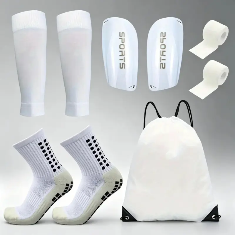 5-Piece Football Equipment Set (Including Football Socks, Socks, Shin Pads, Bandages, Storage Bag)