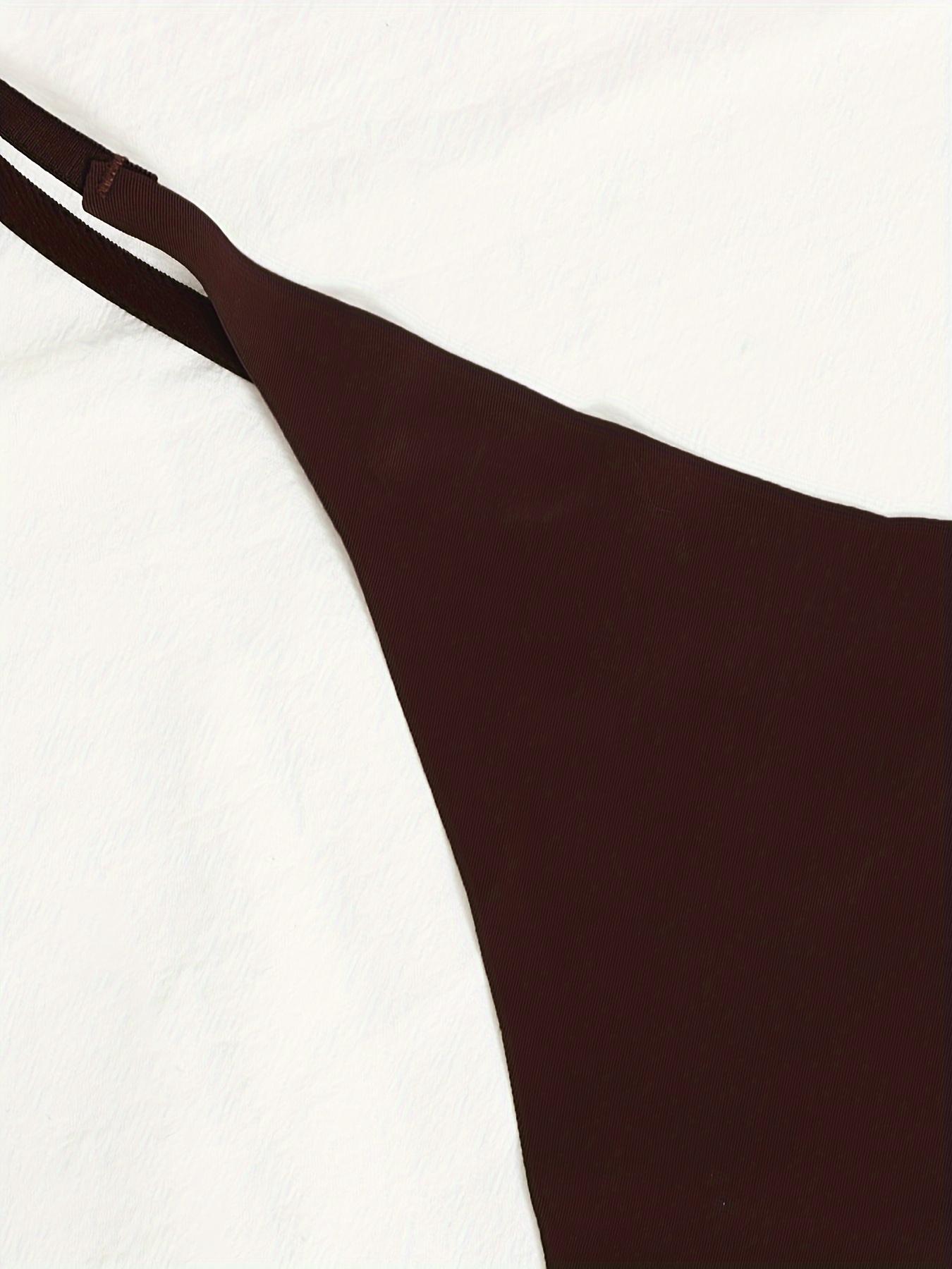 Women's Solid Seamless Thong Panties, 7/12 Counts Soft Comfy Breathable Drop Waist Knicker for Daily Wear, Women's Underwear for All Seasons