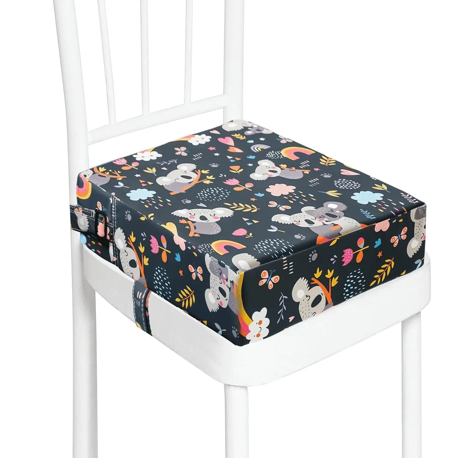 Toddler Booster Seat for Kitchen Chair Dining Table, Washable Thick Strong Support Portable Booster Chair for Toddlers Eating, Easy Cleaning Booster Seat Cushion Detachable with Adjustable Straps