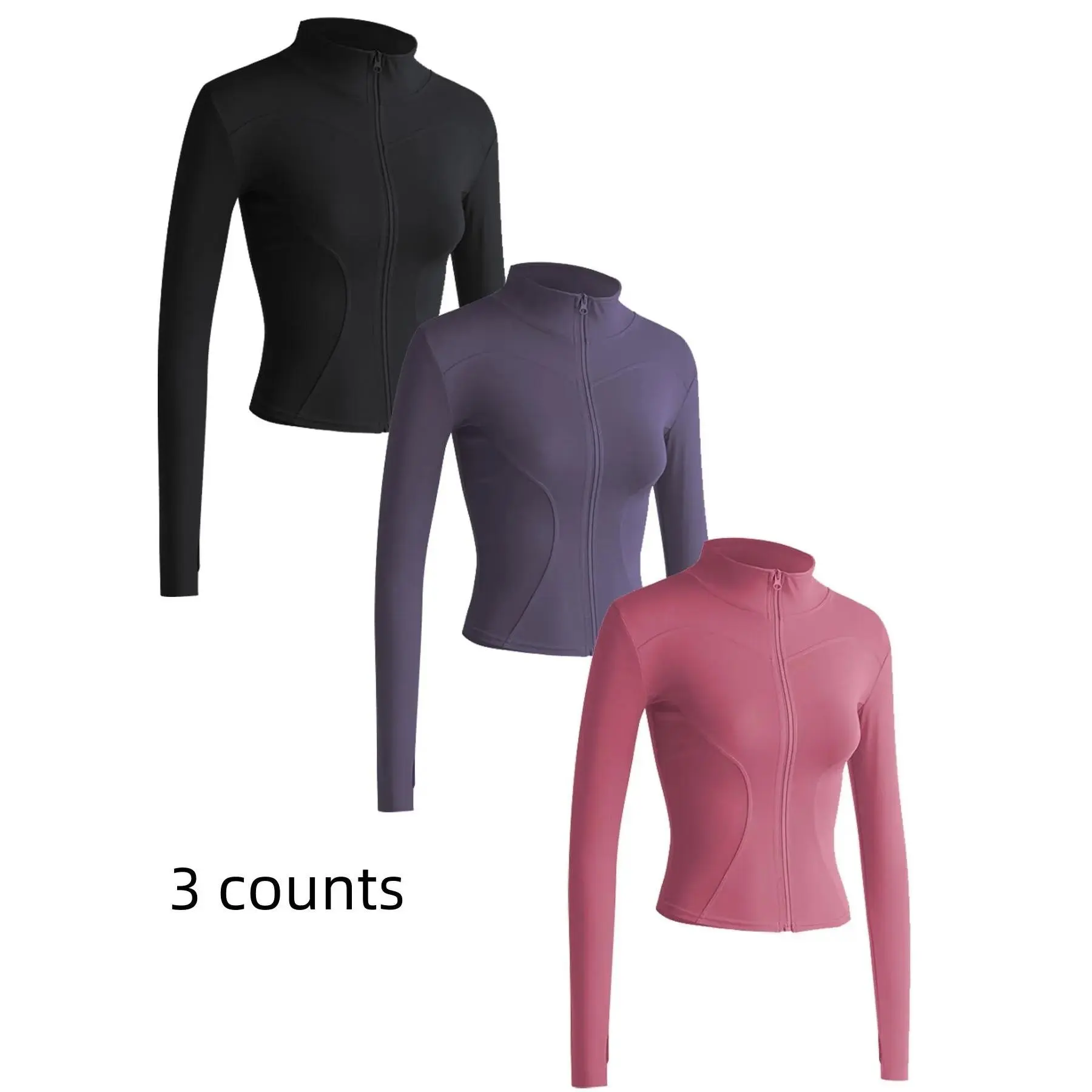 Women's Solid Zip Up Mock Neck Sports Outerwear, Athletic Long Sleeve Sports Top, Gym Clothes, Comfortable Ladies Jacket for Indoor Outdoor Wear, Gym Clothing, Valentine's Day Gift for Girl, Fall Gift