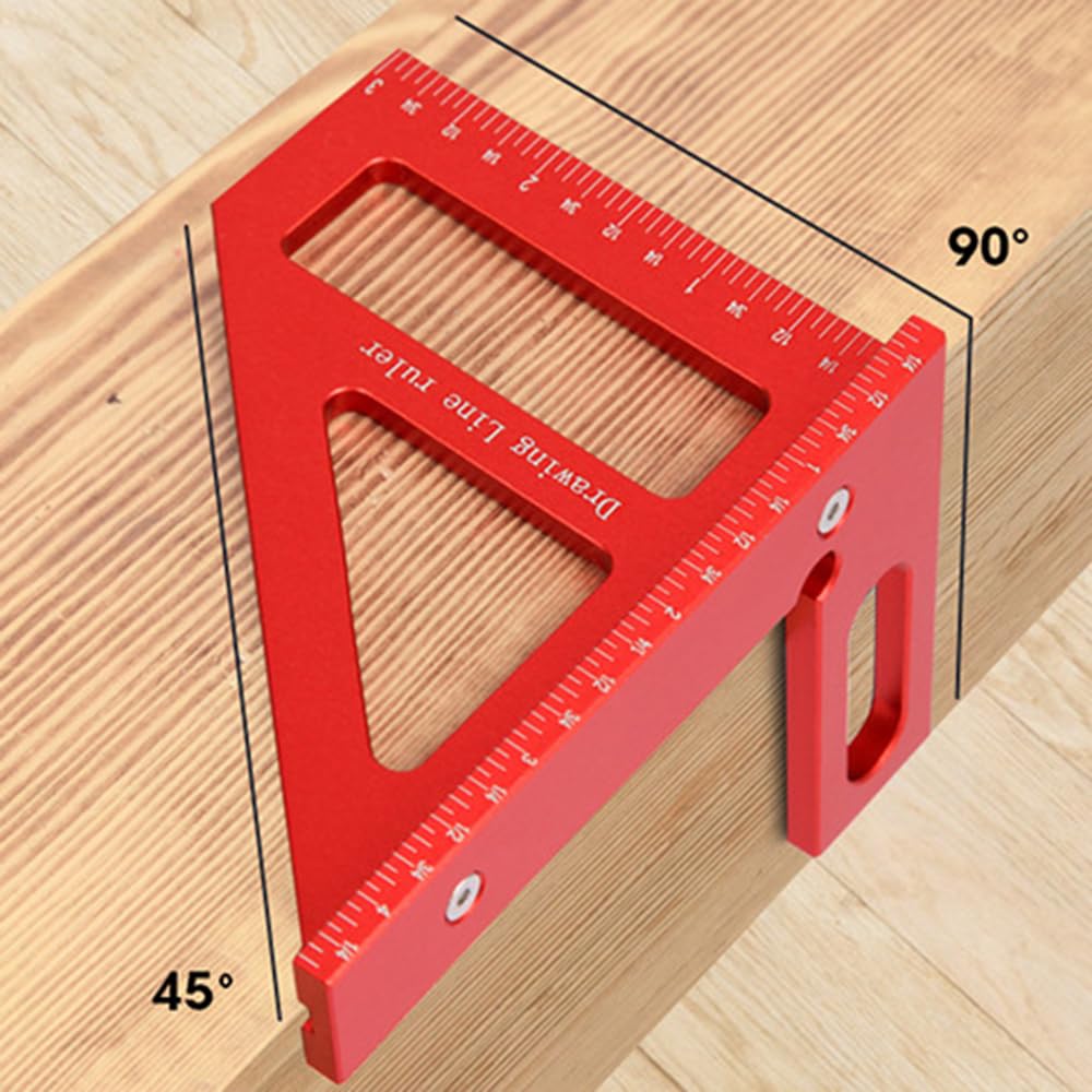 Multi-Angle Measuring Ruler 45/90   Alloy Woodworking Square Protractor  Layout Measurement Tool Red