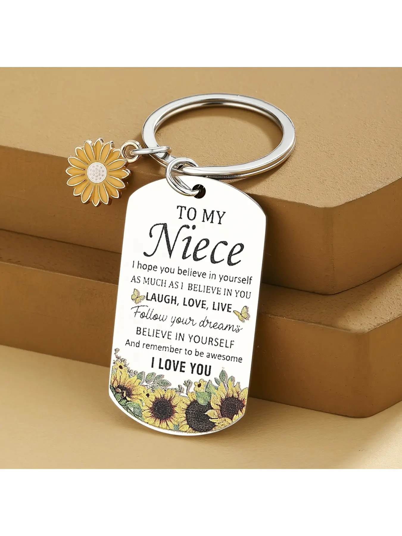 Gifts from Auntie Uncle to My Nieces Metal Keychain Love You Gift for Nieces from Aunt Christmas Birthday Gifts for Niece Adult Inspirational Keychain for Her