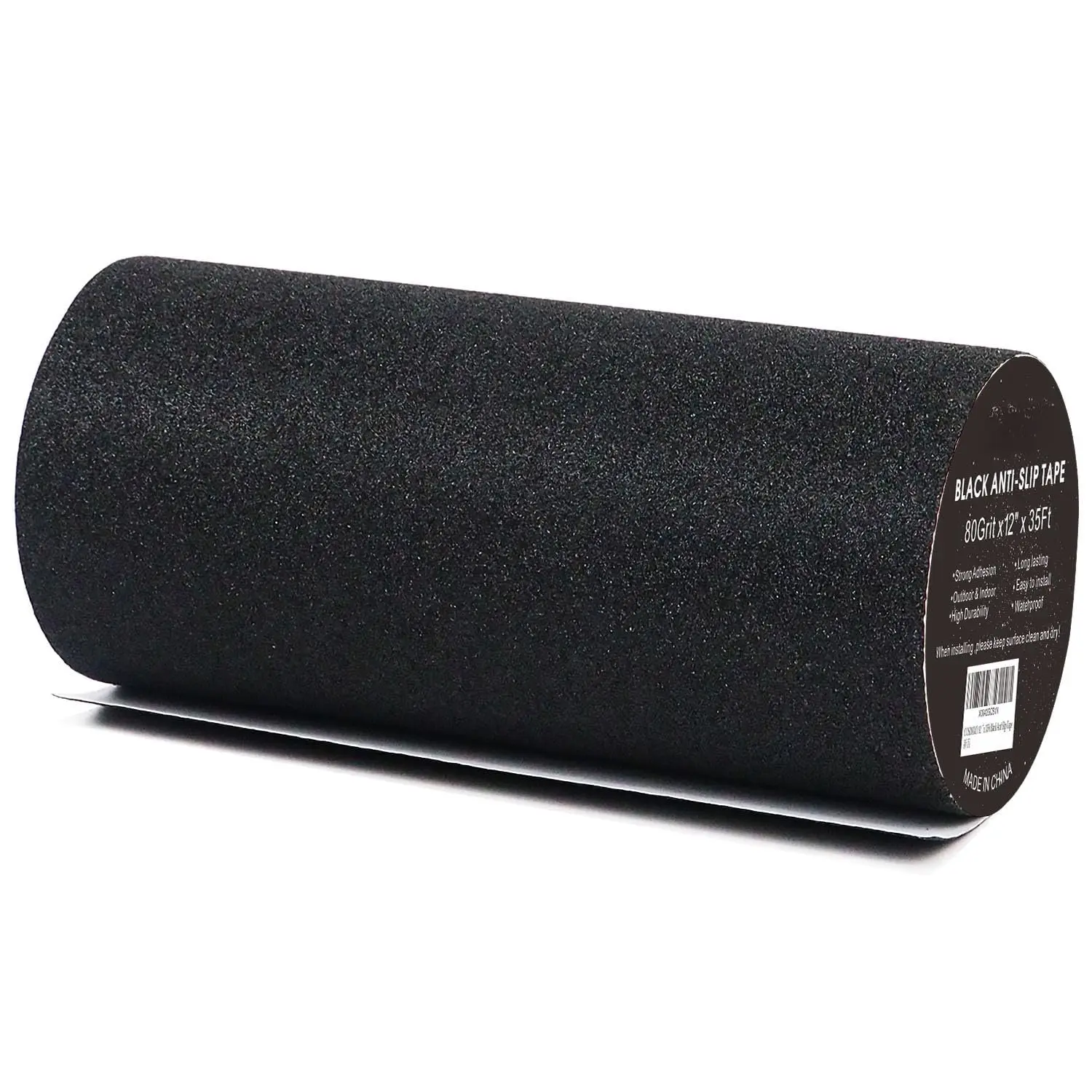 12" x 35Ft Heavy Duty Anti Slip Tape, 80grit Friction,Grip,Abrasive for Stairs Outdoor/Indoor,Skateboard Grip Tape Safety Non Skid Tread Staircases Anti-Slip Traction Tape Black