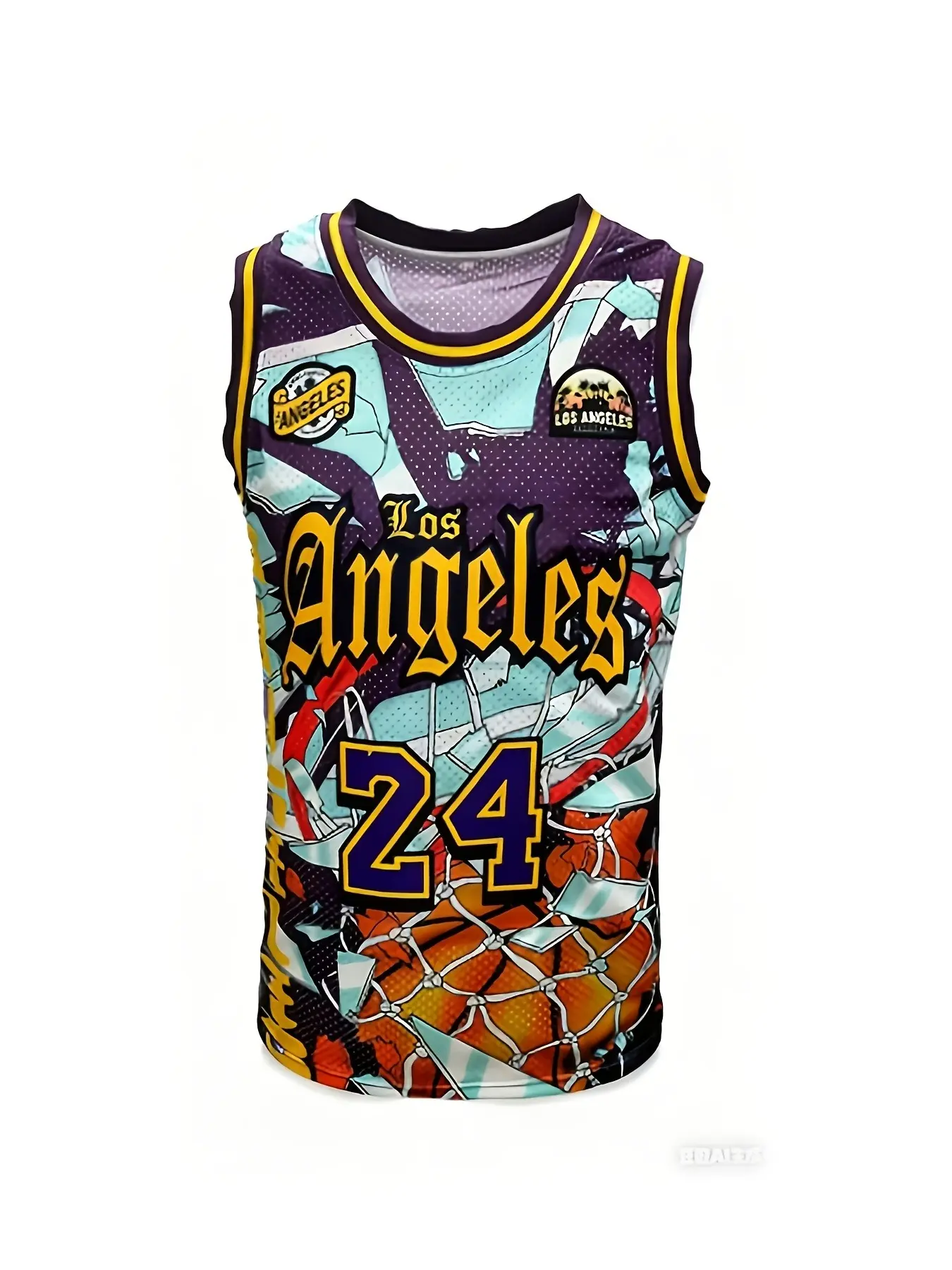 Men's #24 Embroidered Basketball Jersey, Fashion Jerseys, Men's Fashion Vest, Athletic Top