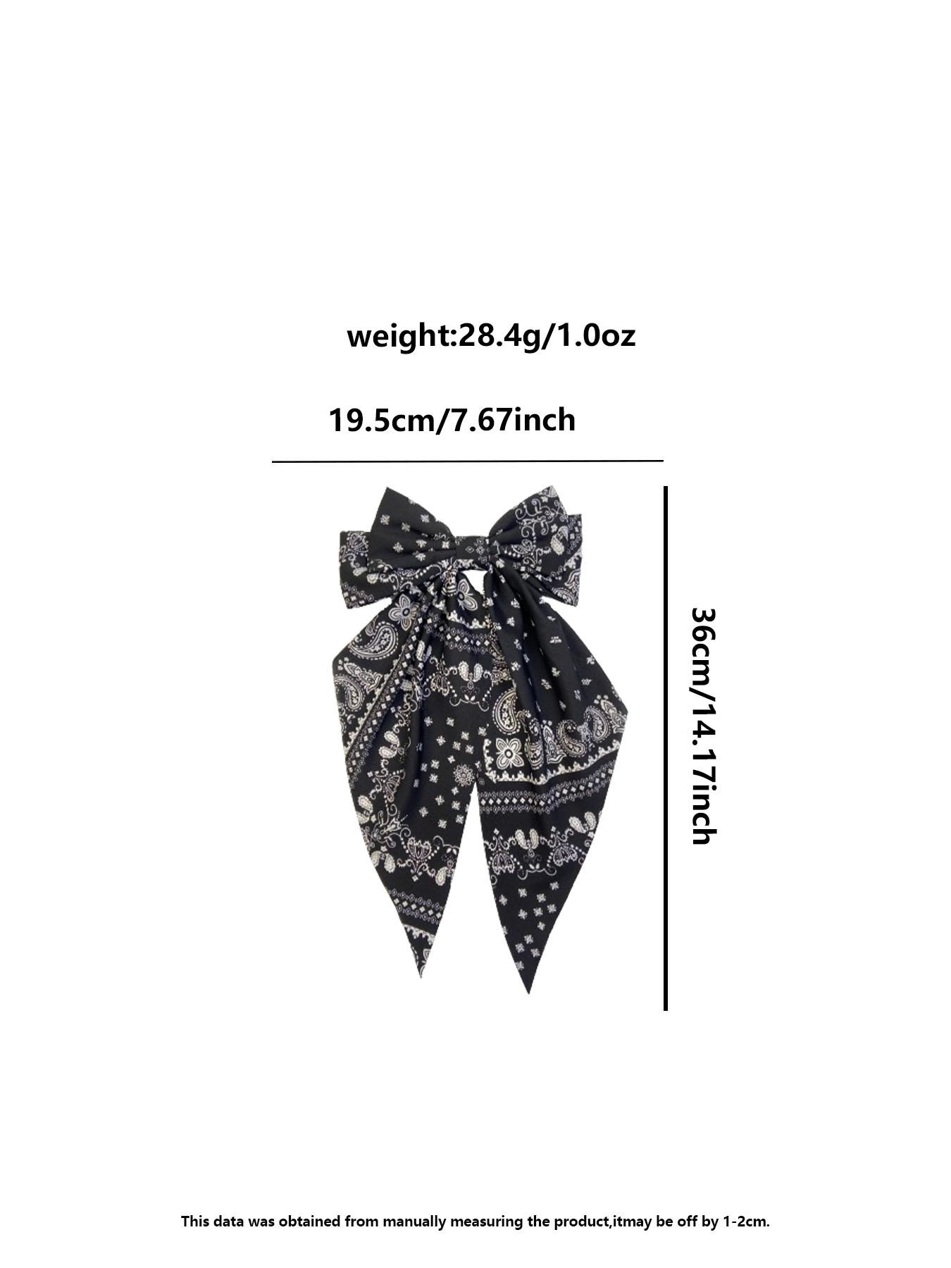 Paisley Print Bow Decor Hair Clip, Casual Versatile Hair Accessories for Women, Minimalist Headwear Suitable for Thick Hair