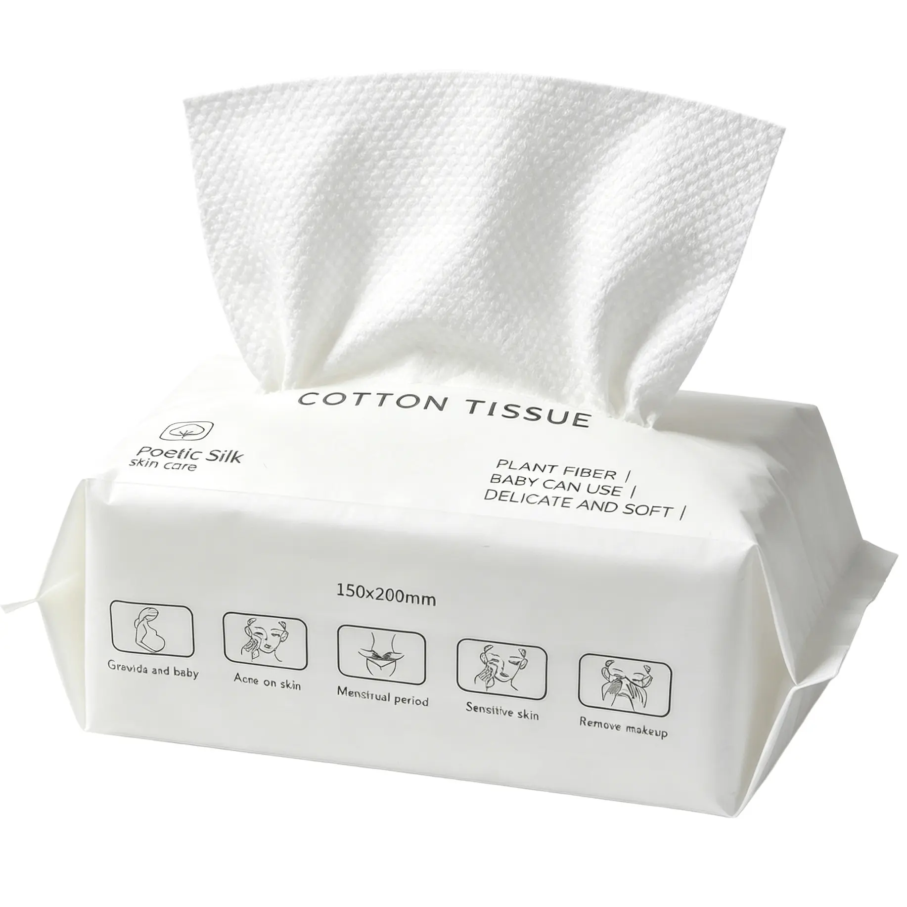 Disposable Face Towels 1/2/4/10Pack, Face Towels, Soft Thick Dry Wipes Facial Cloths Towelettes for Washing and Drying, Facial Tissue for Cleansing, Skincare and Makeup Remover, Plant Based Tissue