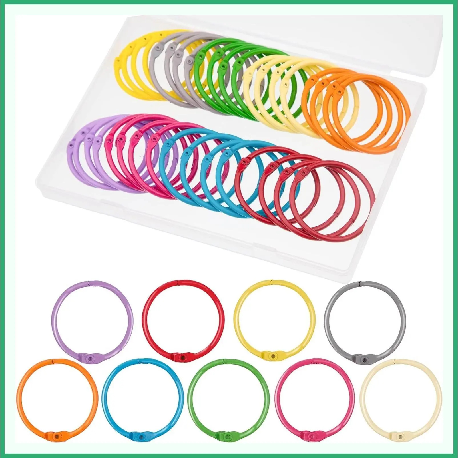 1.8 Inch (36 Pack) Metallic Loose Leaf Binder Rings 45mm Colorful Metal Steel Book Rings Keychain Key Rings Notebook Paper Rings for Index Cards Flash Cards for School Office Home, 9 ColorsGift