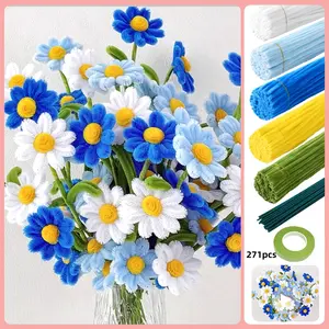 271/321pcs DIY Daisy Flower Craft Kit Tutorial Video Craft Supplies, Chenille Stems Perfect for Wedding Bouquets and Party Decorations, Mother's Day Gift