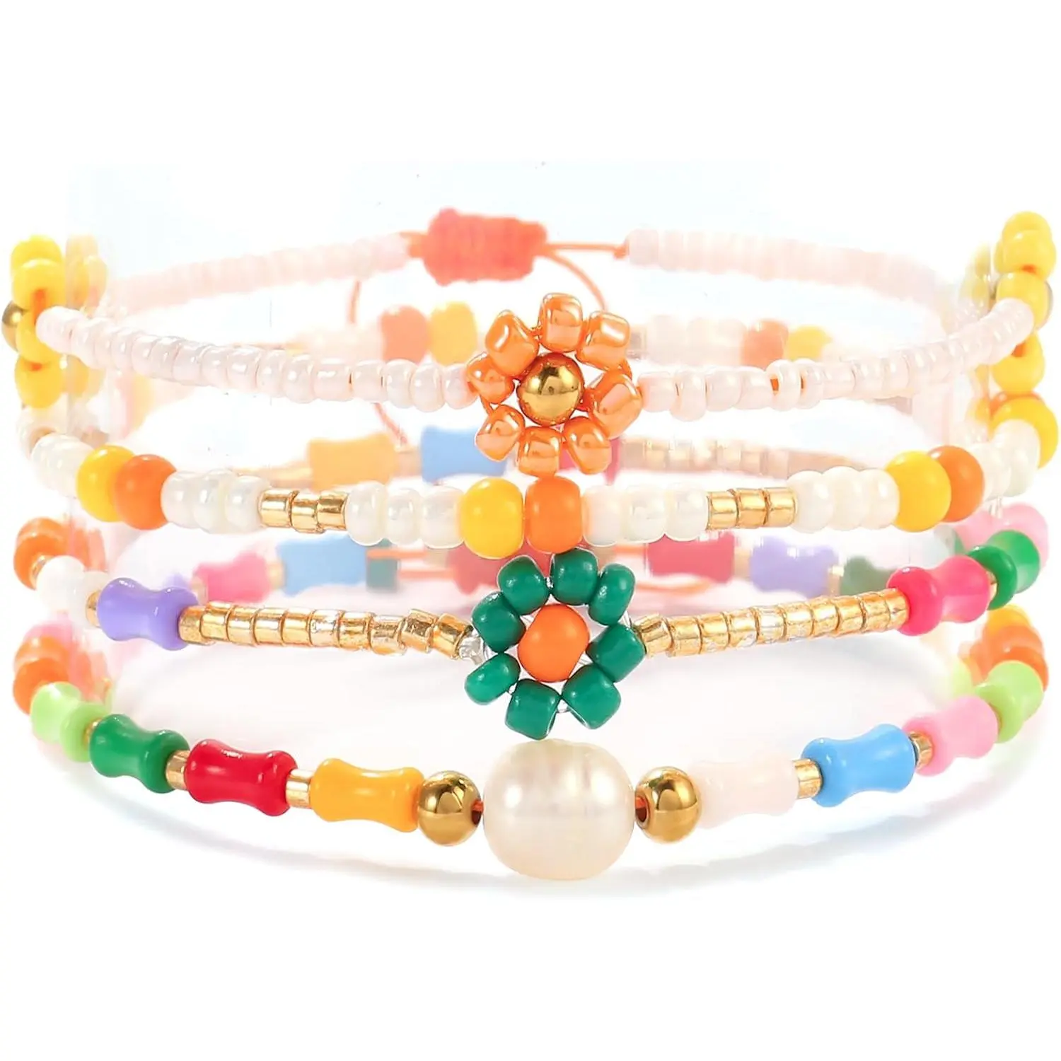 Colorful daisy flower beaded bracelet of Women
