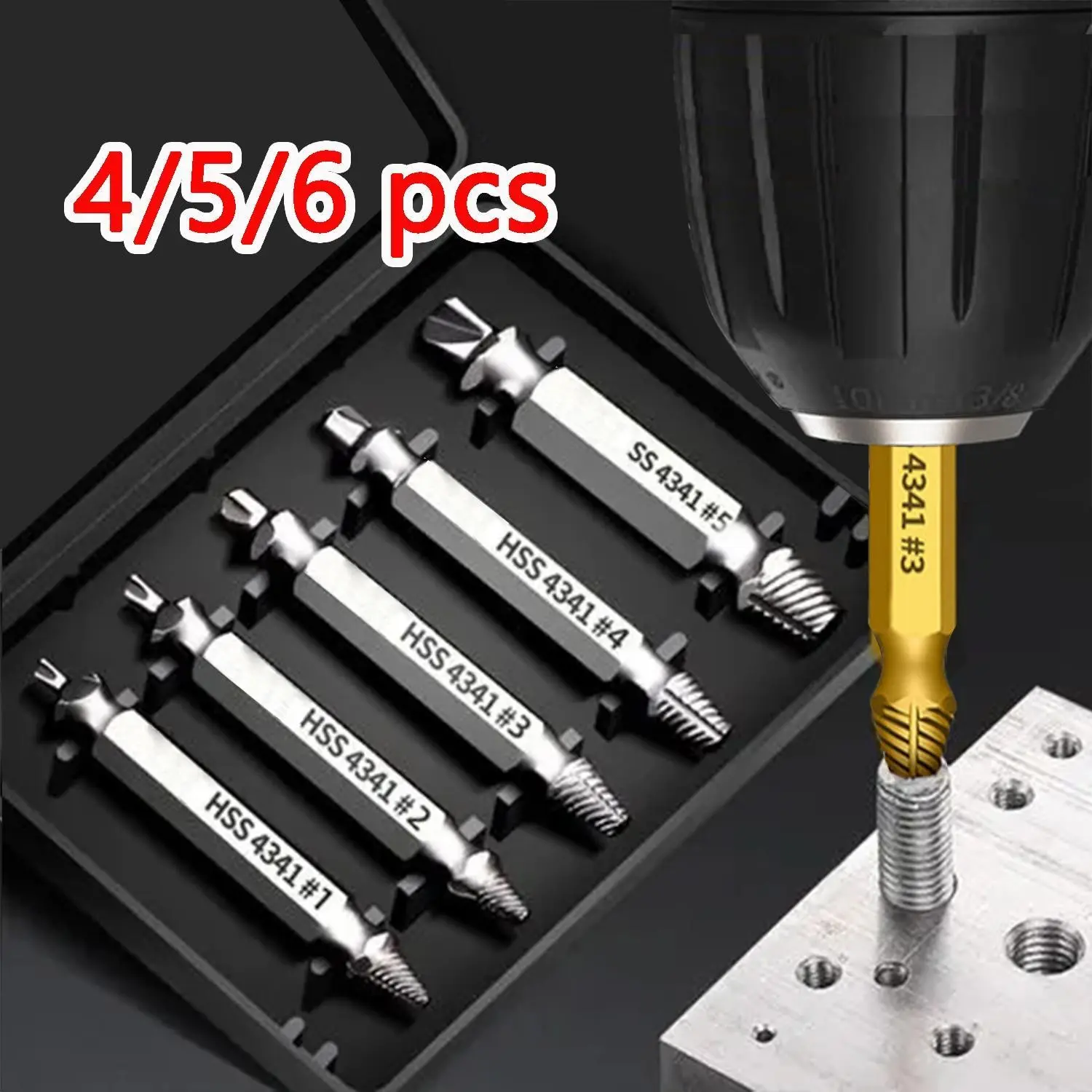 6-Piece Broken Bolt Remover Set, Dual-Head Design, Home Repair Tool, Electric Tool Accessories, Screw Extraction Kit, Broken Bolt Extractor