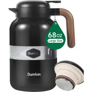 68 Oz 2 Liter Thermal Coffee Carafe, Stainless Steel Insulated Vacuum Carafe for Keeping Hot Liquids, Matte Black