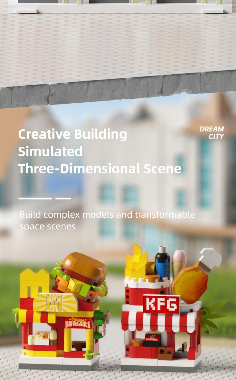 Compatible with Lego, Internet Celebrity Street Scene Commercial Street Building Blocks, Children's Assembly Toys, Micro Particles, School Gifts Compatible with Lego, Internet Celebrity Street Scene Commercial Street Building Blocks, Children's Assembly Toys, Micro Particles, School Gifts