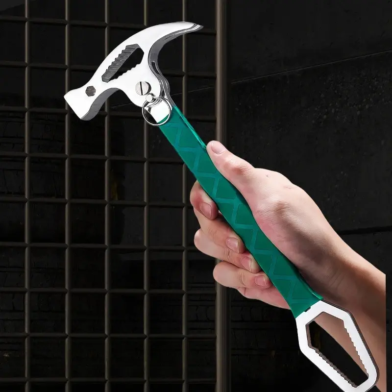 Multi Functional Sheep Horn Connected Hammer Universal Wrench Pry Bar Nail Lifting Woodworking Hammer Folding Sheep Horn Hammer