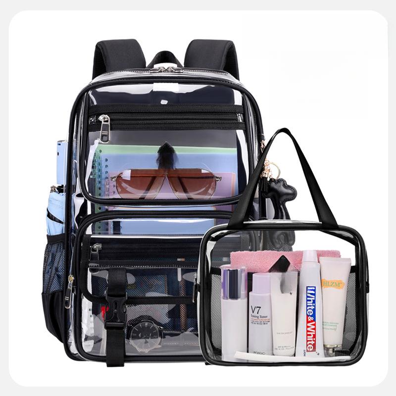 ERT-Clear Backpack, Heavy Duty Transparent Bookbag Girls Women, Stadium Approved See Through Backpack with Lunch Box