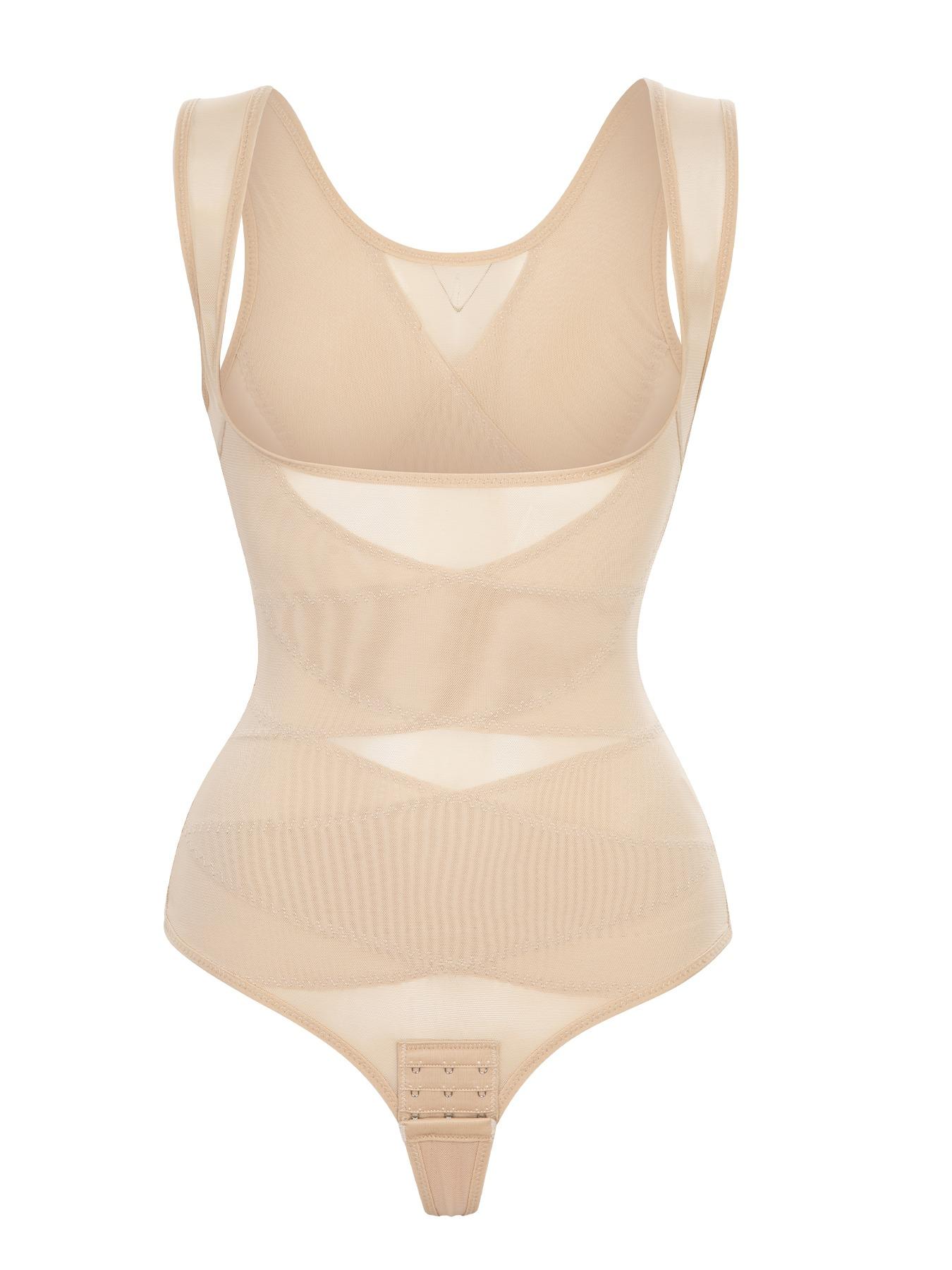 Women's Contrast Mesh Sheer Shapewear Bodysuit Underwear, Summer Wear 2024, High Stretch Breathable Comfortable Tummy Control Shapewear Clothing for Daily Wear, Summer Clothes Women, Body Shapewear, Women's Shapewear Clothes for Summer