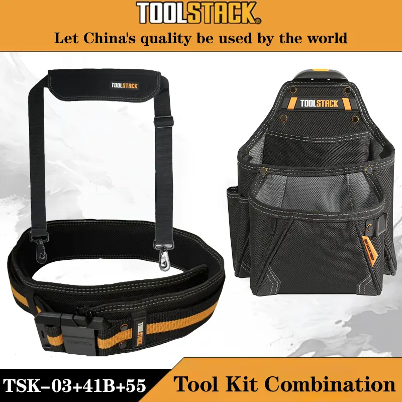 TOOLSTACK TSK-03+41B+55 Oxford Cloth Tool Kit Combination - Shoulder Strap with Quick Hanging Function, Woodworking Tool Organizer Bag for Storage Organization, High-Quality Durable Practical Bag