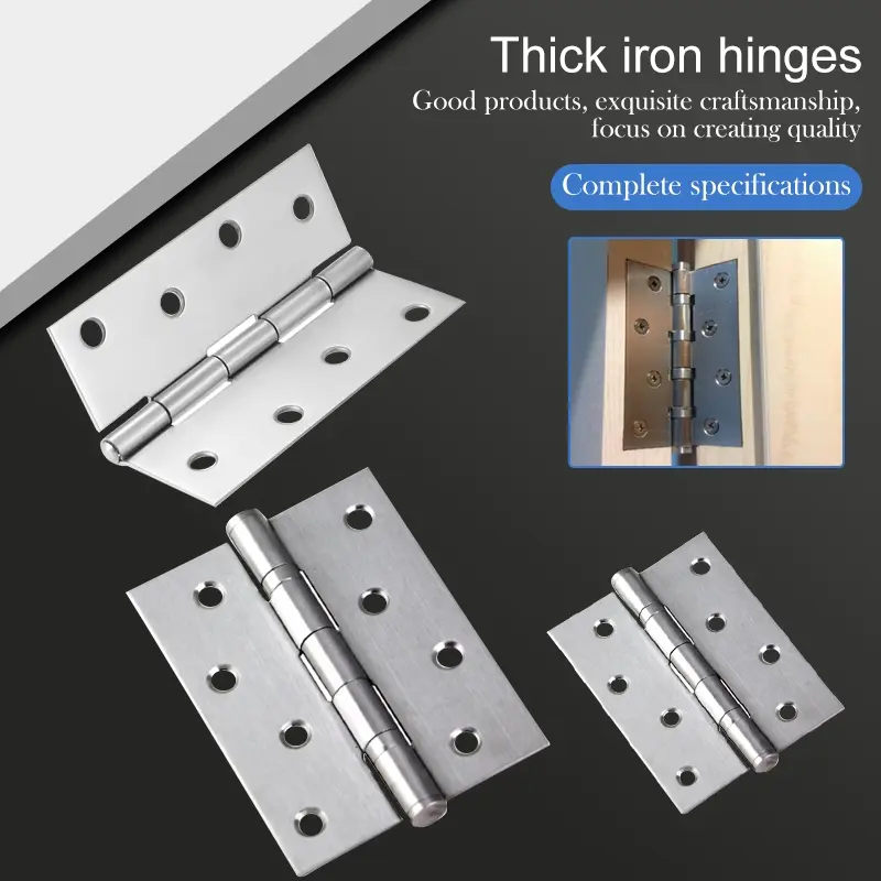 5pcs wooden door with perforated iron hinges, thickened door and window hinge hinges, 3.9-inch and 5.24-inch cabinet door hinge accessories, weldable iron material door and window hinges for flat opening, sturdy and durable folding iron welded hinge box